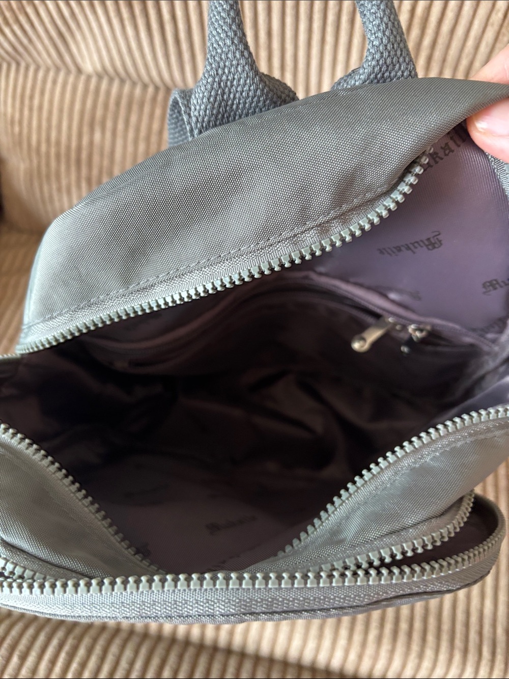 Gray nylon backpack - Picture 5 of 11